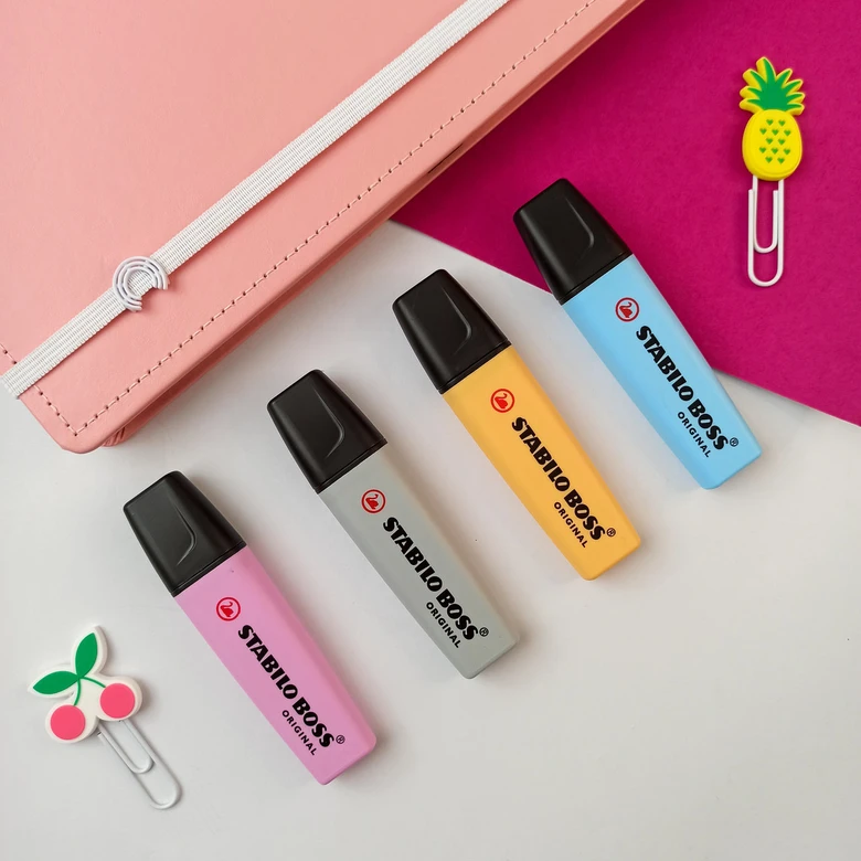 Kit 4 Canetas Marca Texto Stabilo Boss Pastel 2