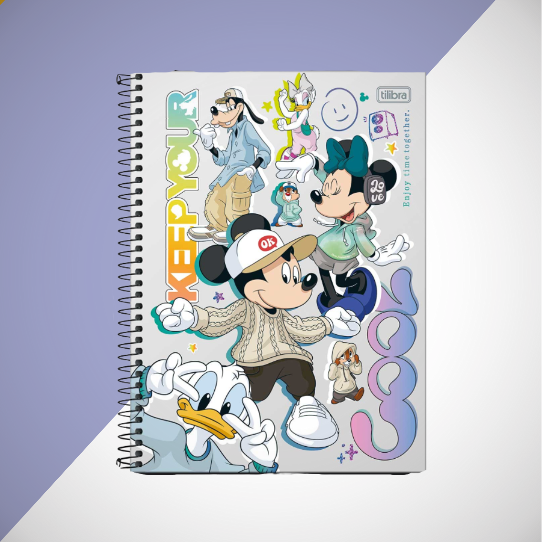 Caderno Espiral Universitário Mickey Real Life B - Tilibra