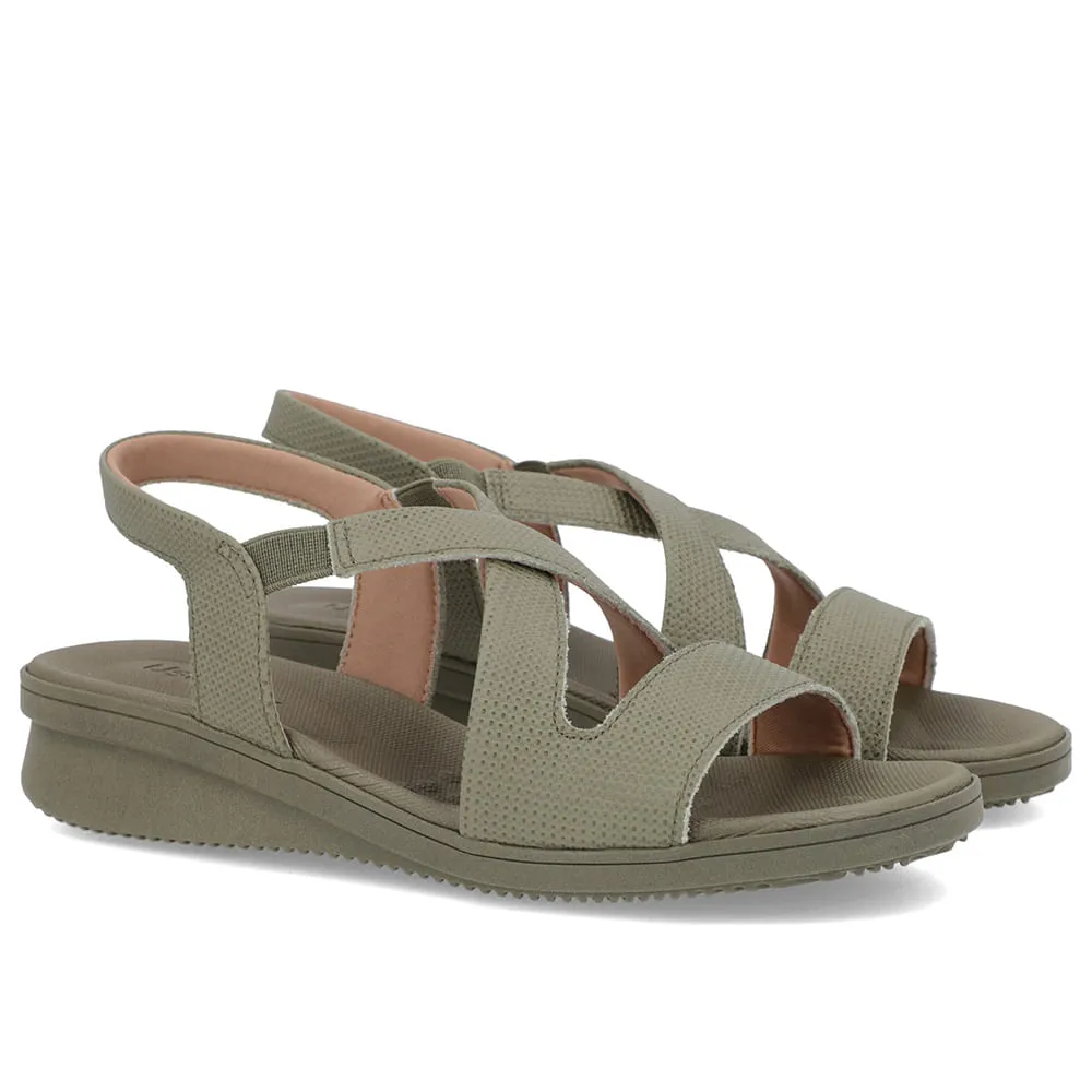 Sandália Plataforma Couro Verde Lisa